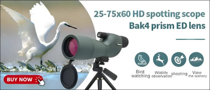 Leistungsstarkes spektiv mit stativhalterung und hd-optik für die vogel- und tierbeobachtung.