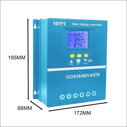 Mppt solarregler mit blauer hülle, lcd-display und intelligenter wärmeableitung