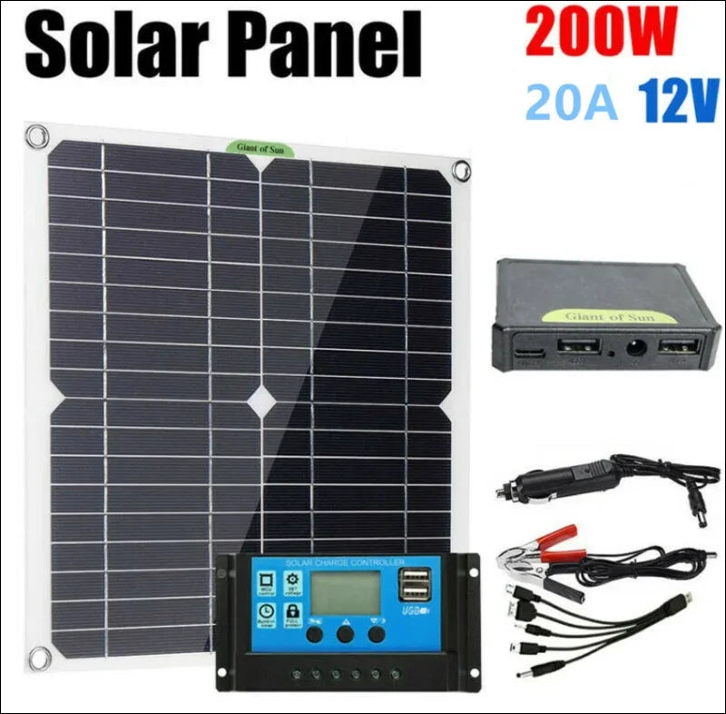 Platzsparendes 200-w-solarpanel-set mit dual-usb- und lcd-solarregler, 280x280 mm quadrat