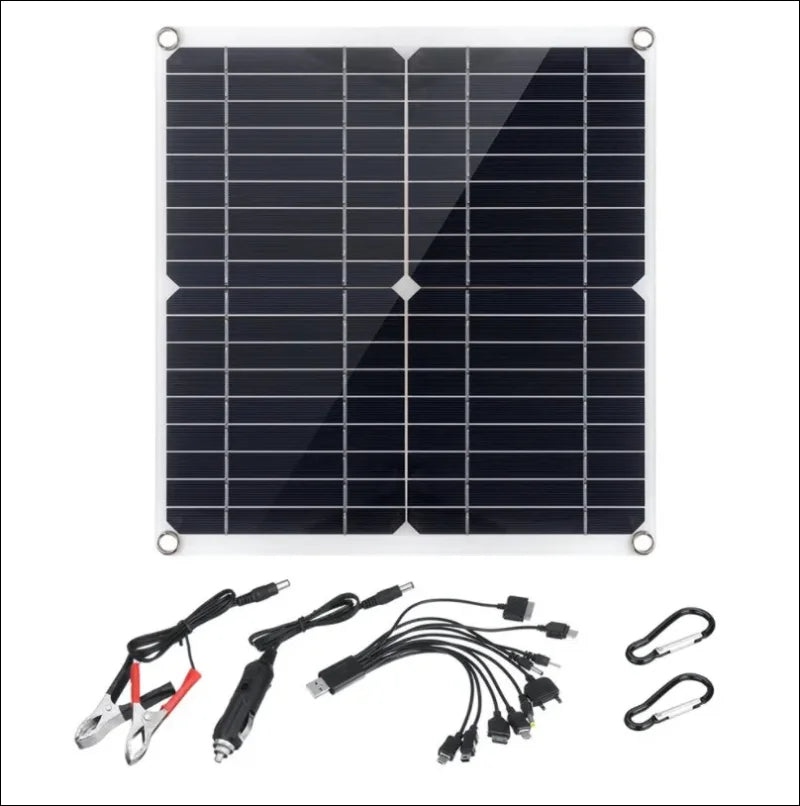 Nahaufnahme eines solarpanels mit kabeln und klemmen im 200-w-panel-kit mit dual-usb-solarregler