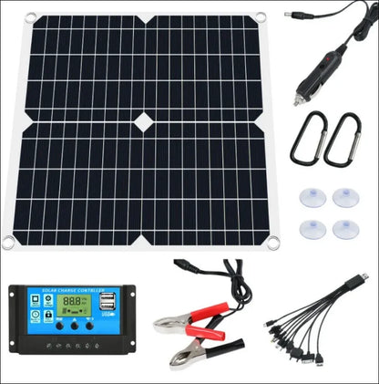 Tragbares solarpanel-set mit batterie und ladegerät, inkl. Dualem usb- und lcd-solarregler