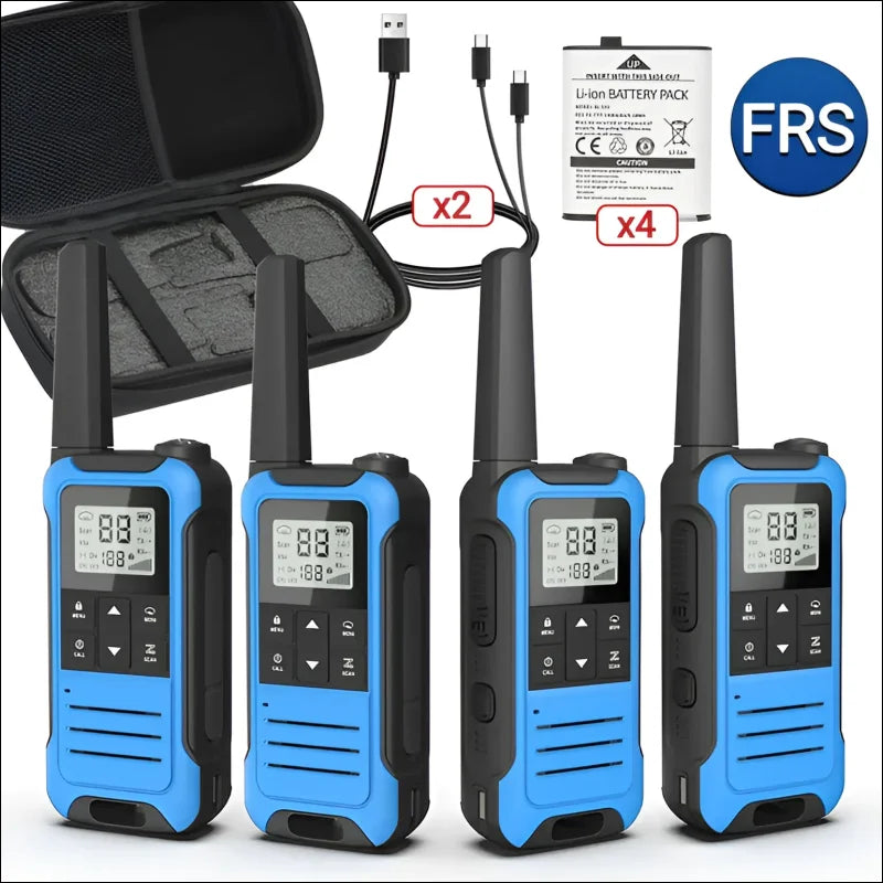 Drei baofeng f22 pmr frs walkie talkies mit tragetasche und ladegerät für zwei