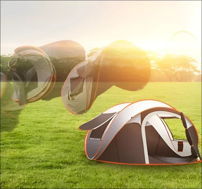 Pop-up-campingzelt mit automatischem schnellaufbausystem.