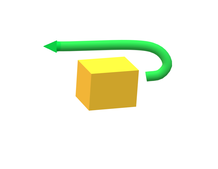 gelbes paket mit einem grünem pfeil symbolisiert die paketruecksendung