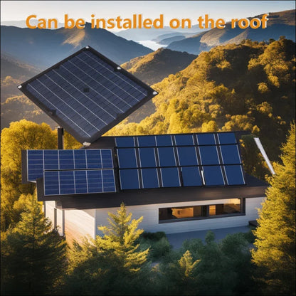 Haus mit 50w solarpanel auf dem dach, inklusive batterie und usb-controller