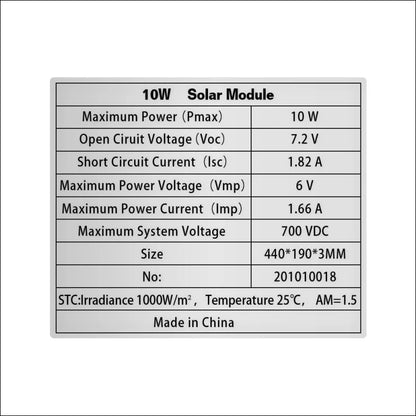 Abmessungen des solarmoduls des energie überall solar telefon ladegeräts