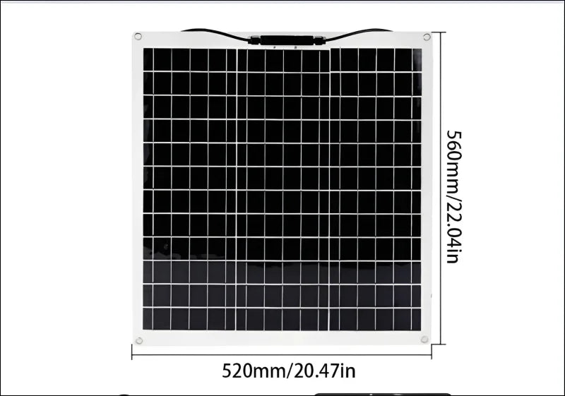 Flexibles solarpanel 50 w aus monokristallinem silizium, weißer und schwarzer hintergrund