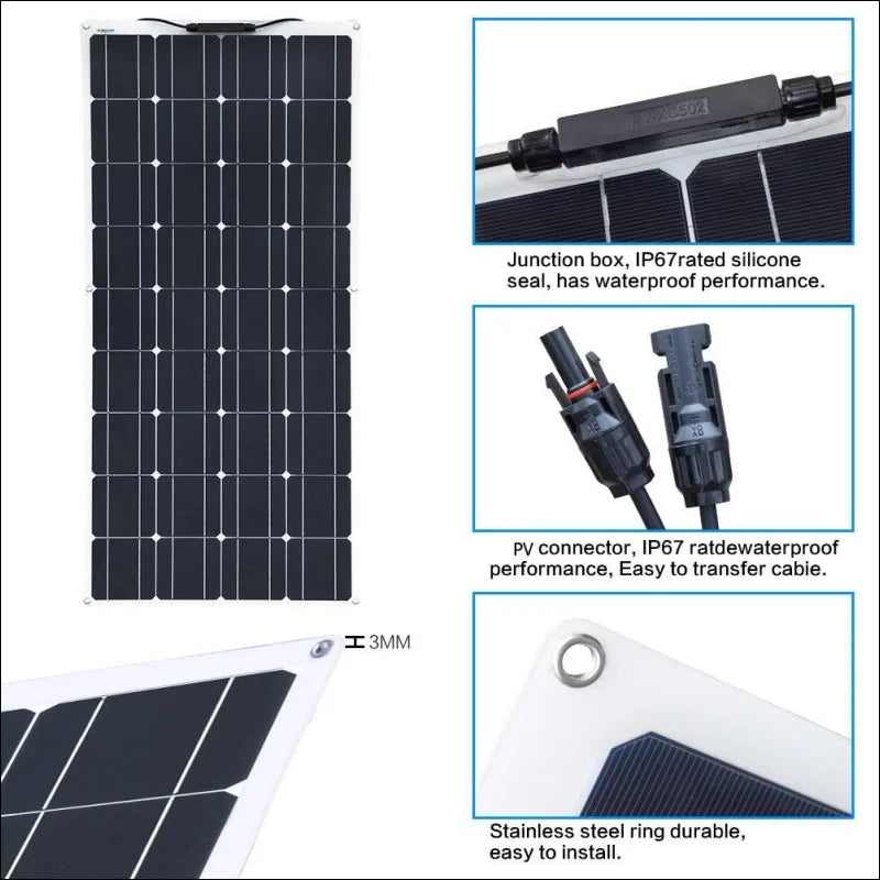 Solarpanel 12V 300W Kit Ladegerät | Wasserdicht leicht | Ideal für