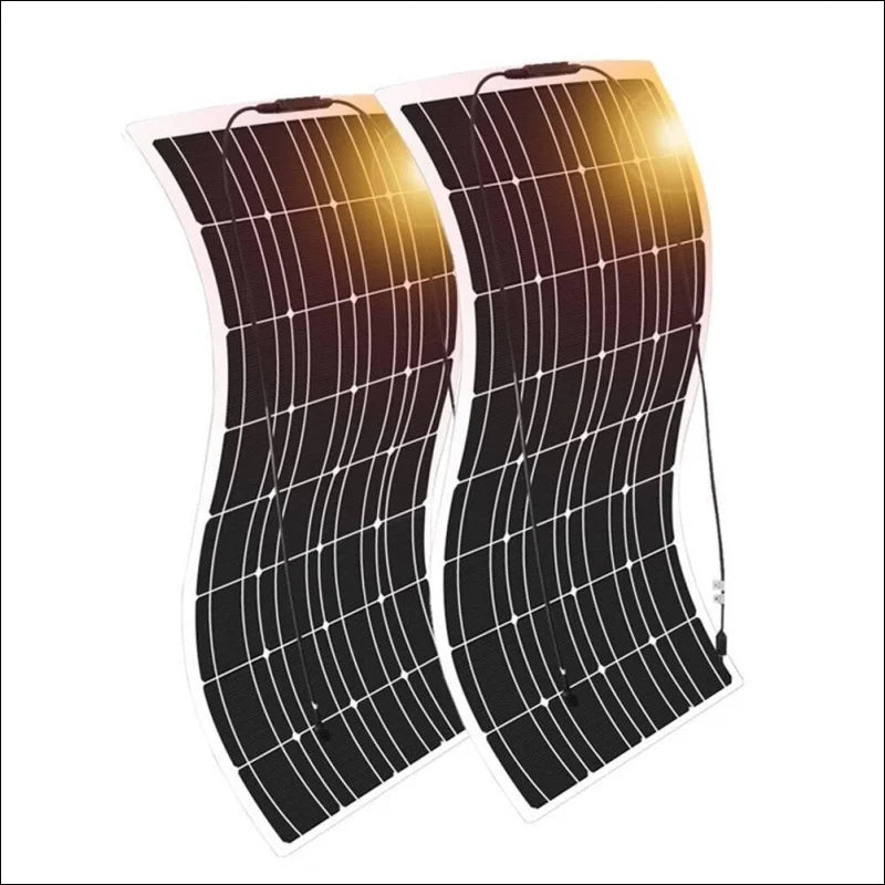 Ein paar schwarze und goldene reifenprofile an einem sunpower 300w wasserfestes solarpanel