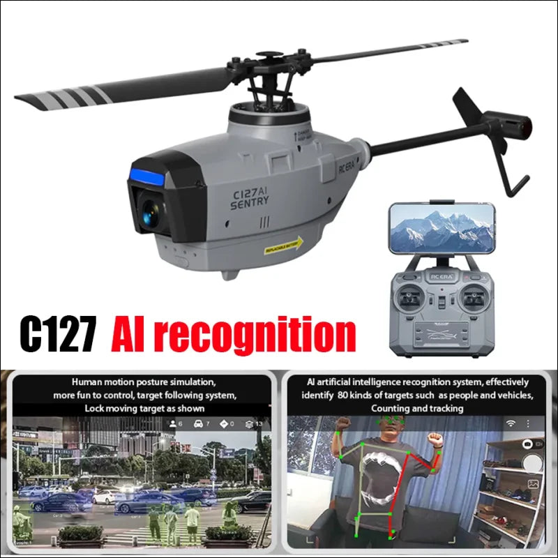 C127 ai mini-spy-drone mit 1080p hd-kamera und fernsteuerungssystem angezeigt