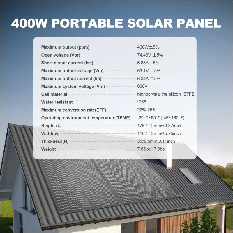 400W flexibles Solarpanel mit Garantie, Monokristallines Silizium, technische Details