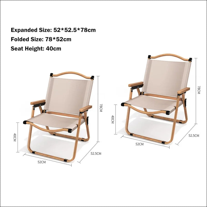 Tragbarer Campingstuhl mit Holzmaserung – leicht und robust