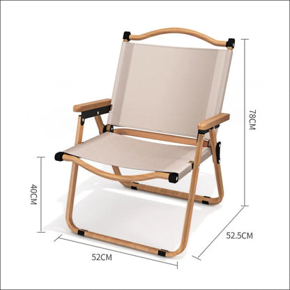 Tragbarer Campingstuhl mit Holzmaserung – leicht und robust