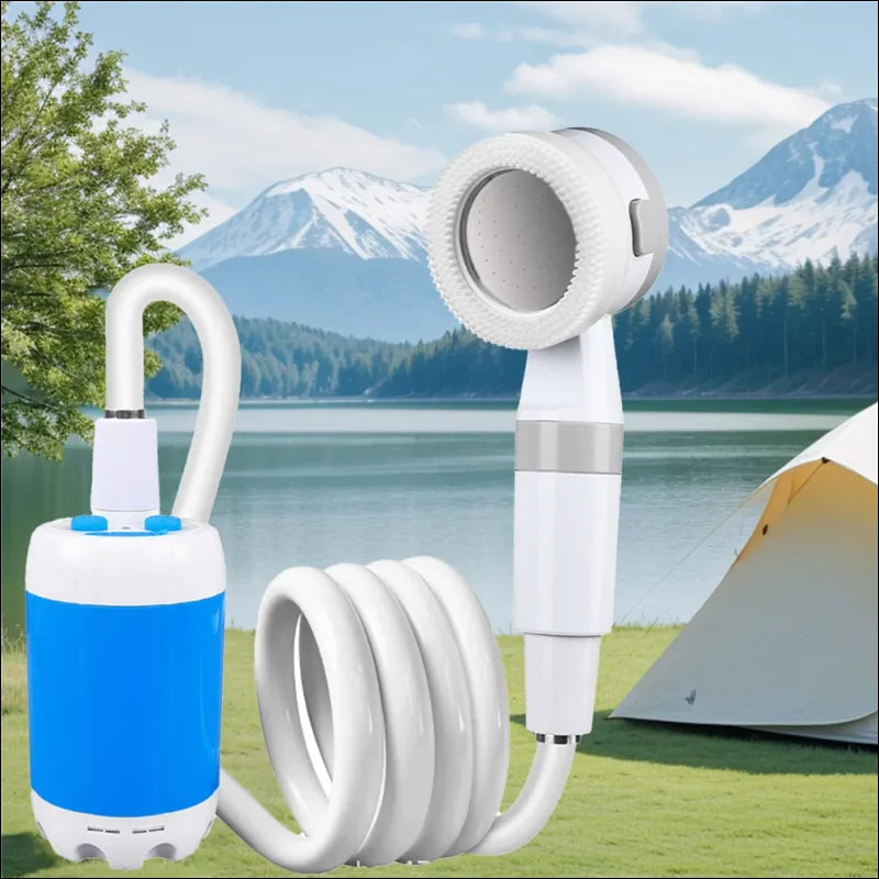 Tragbare Campingdusche mit 4000mAh wiederaufladbarer Batterie und flexibler Duschschlauch