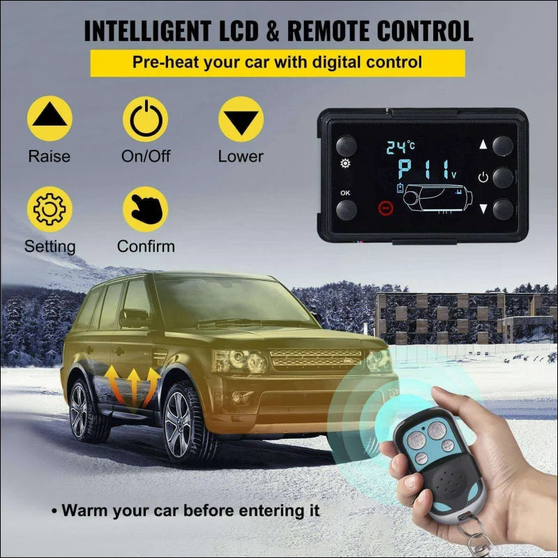 Intelligentes autoalarmsystem mit lcd-thermostat und fernbedienung für die standheizung