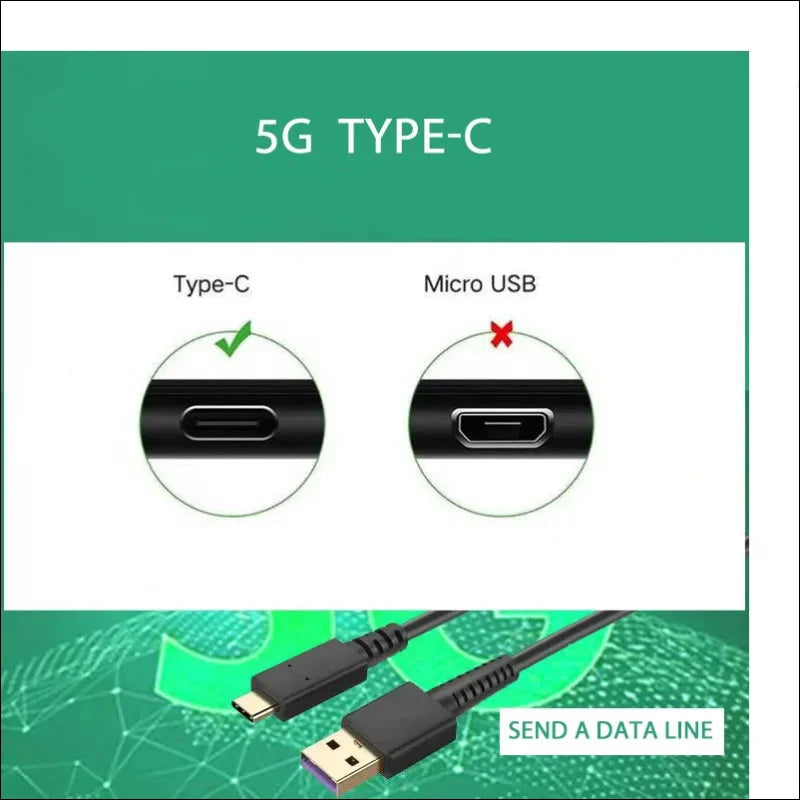 Usb-typ-c-kabel und anschlussvergleich mit micro-usb, hervorhebung der 5g-kompatibilität.