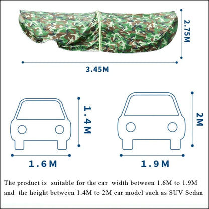 Camouflage-Motiv Autodach Sonnenschutz mit Spezifikationen für Fahrzeuggrößen