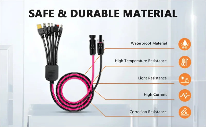 Universalladekabel 6in1 für solaranlagen mit solarkabelanschluss und umwandlungsstecker