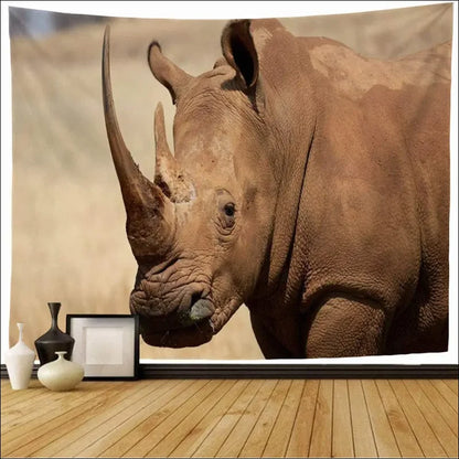 Vivid rhino wandteppich - kunstvolles wanddekor für zuhause