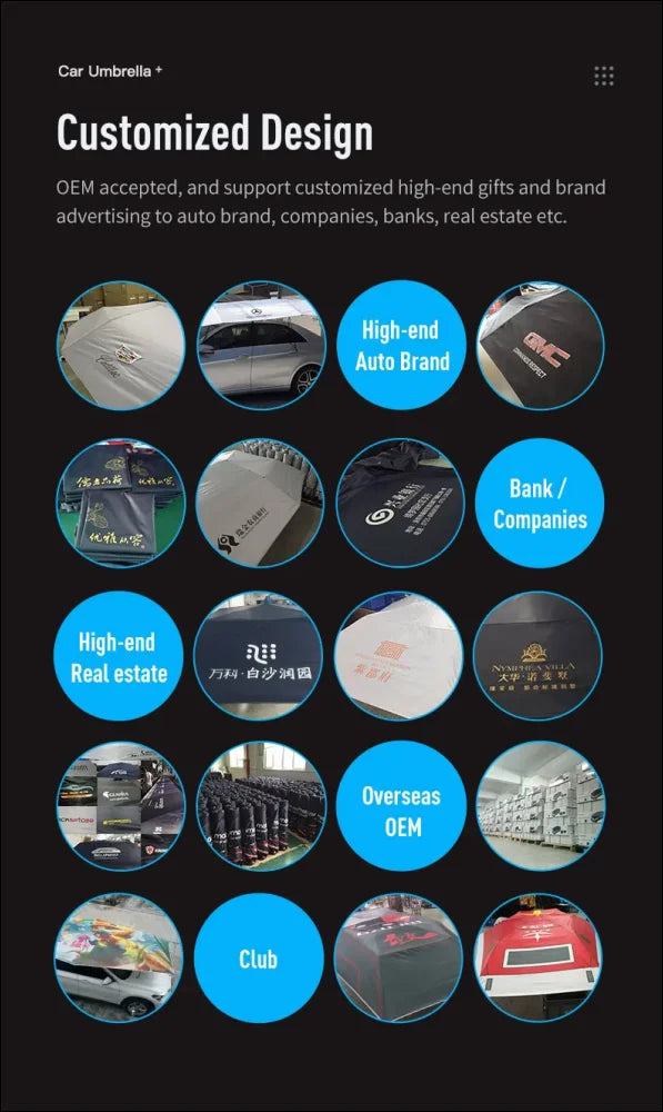 Infografik zu individuellen designs für vollautomatische Automarkisen und Zubehör