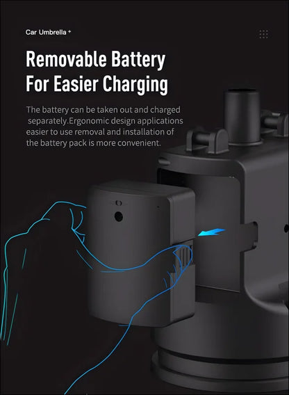 Car-Umbrella mit abnehmbarem Akku für eine praktische Ladeoption für automatische Automarkisen