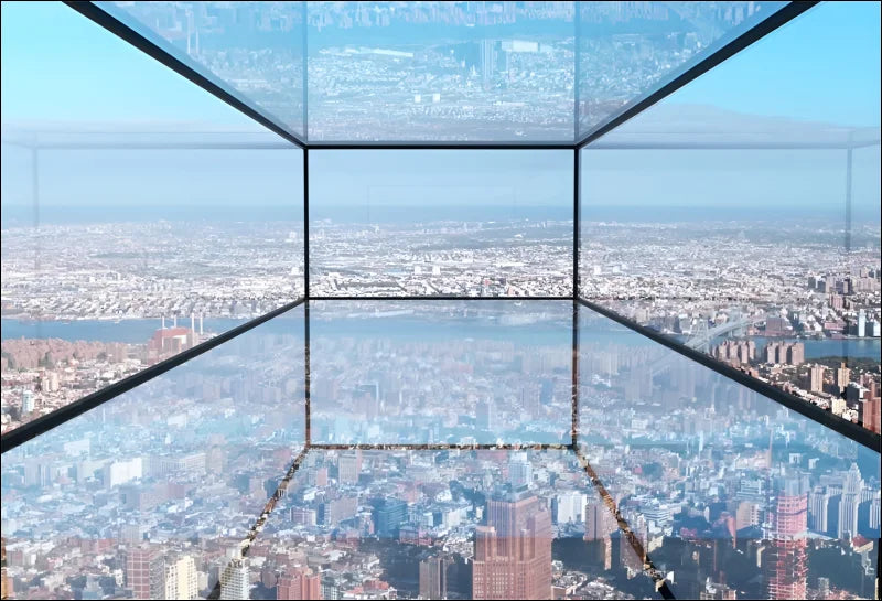 Fenster silhouette: ausblick vom tokyo tower im sonnenstrahl wandteppich mit ausblick-fenster