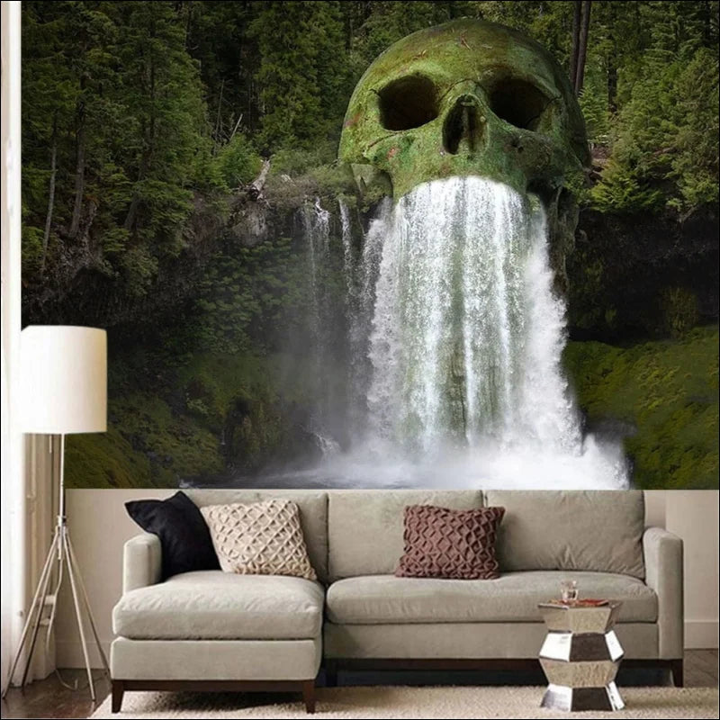 3D-Wasserfall-Wandteppich im natürlichen Look: