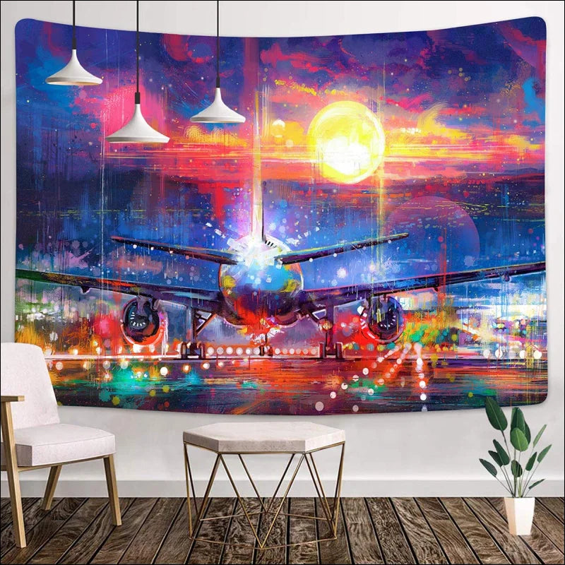 Wandbehang am Flughafenterminal eines Luftfahrtbegeisterten: