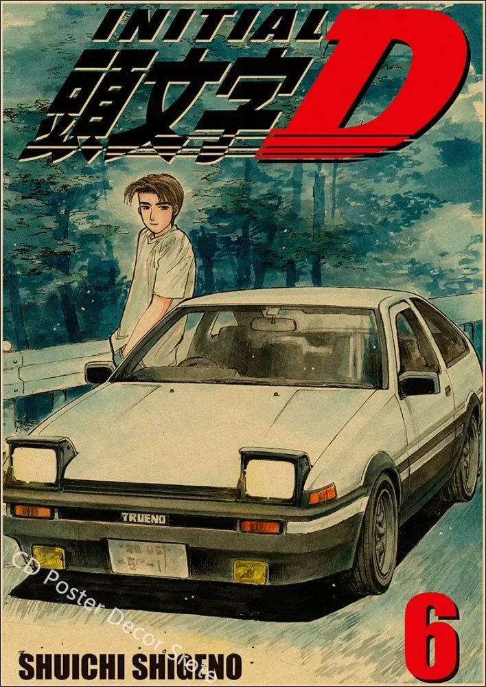 Retro japan kunst poster – 80er & 90er dekor auf kraftpapier für japanische autoshow