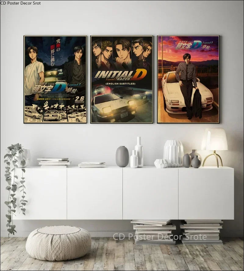 Retro japan kunst: fast & furious 80er und 90er dekor kraftpapier poster wandkunst