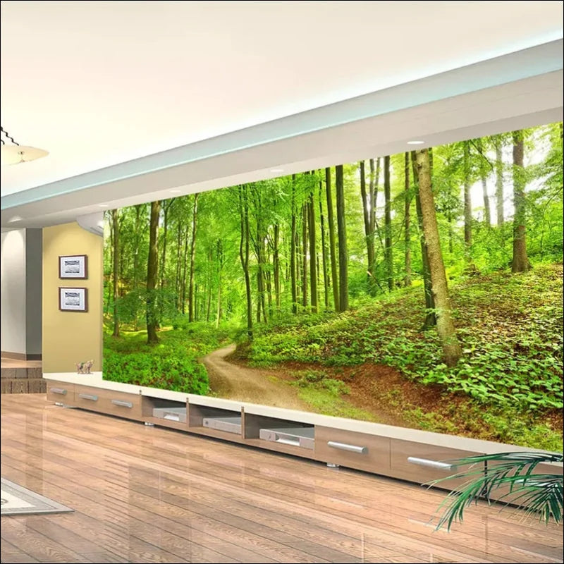Verwandeln Sie jeden Raum mit der 3D-Wandtapete „Grüner Wald“.