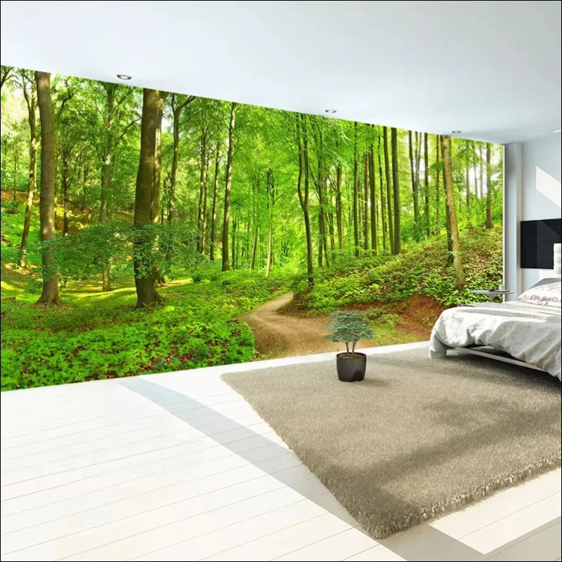 Verwandeln Sie jeden Raum mit der 3D-Wandtapete „Grüner Wald“.