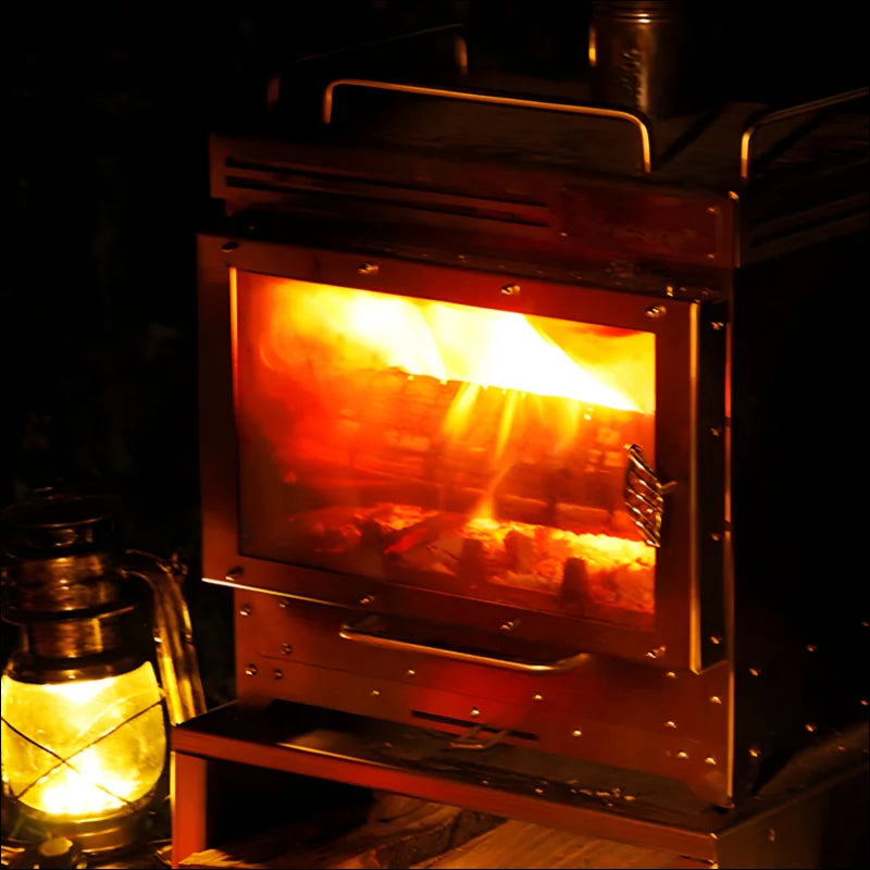 Entdecken sie den mini-kamin im freien: perfektes feuer im tragbaren zelt-holzofen