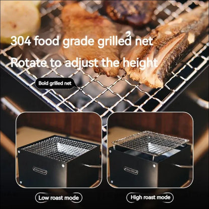 Smart design edelstahlgrill – drei bilder von gegrilltem fleisch