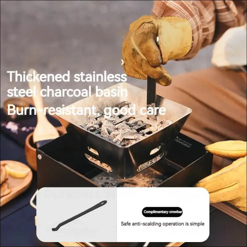 Tragbarer smart grill aus edelstahl