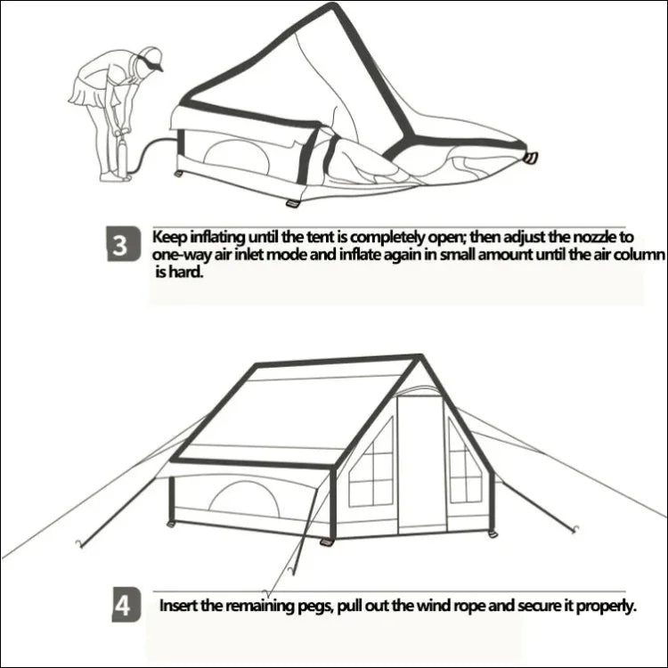 Aufblasbare dachzelt - und vordach - kombination – 420d pu - beschichtet camping ausstattung 11