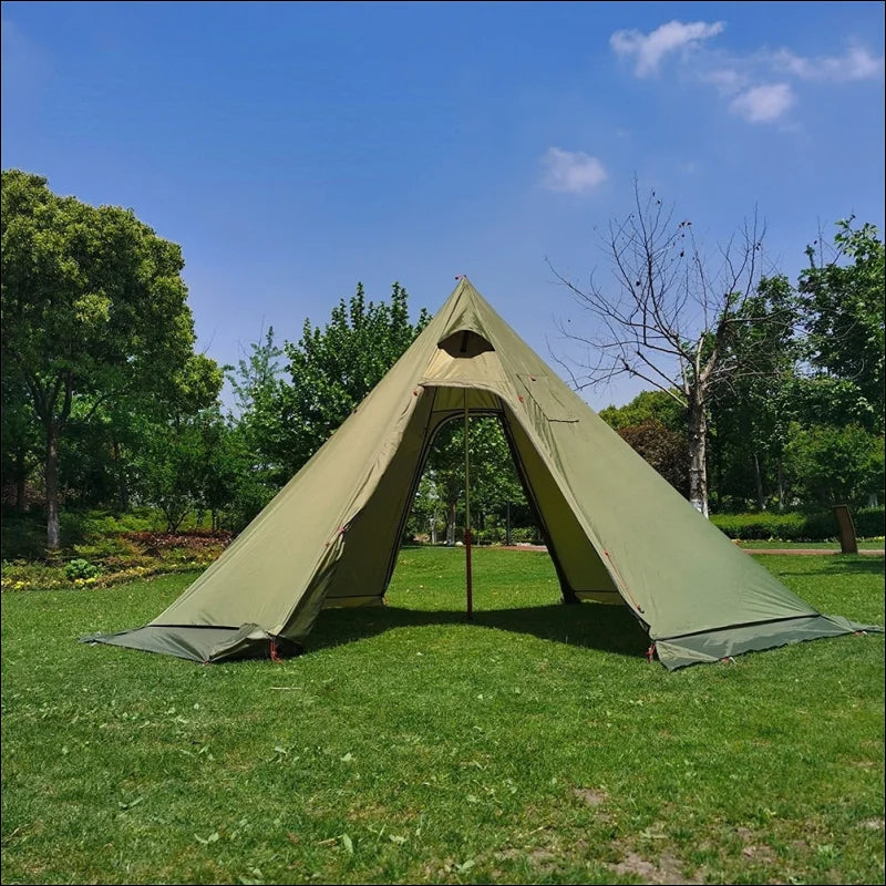 Campingabenteuer deluxe pyramidenzelt bietet stabilität und schutz in der natur