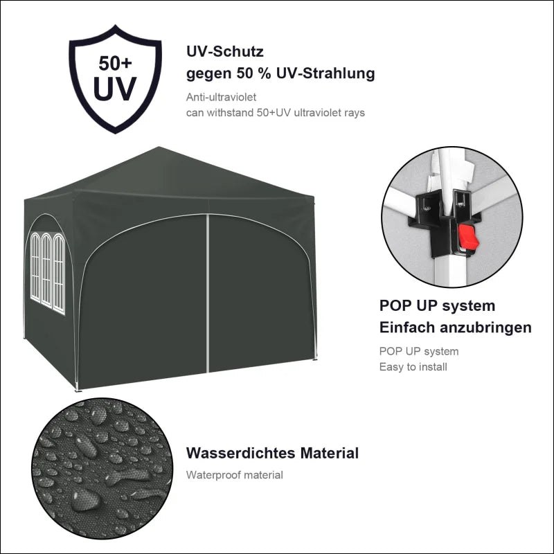 Faltbares Partyzelt 3x3m - Wasserabweisend & UV-Schutz | WOLTU