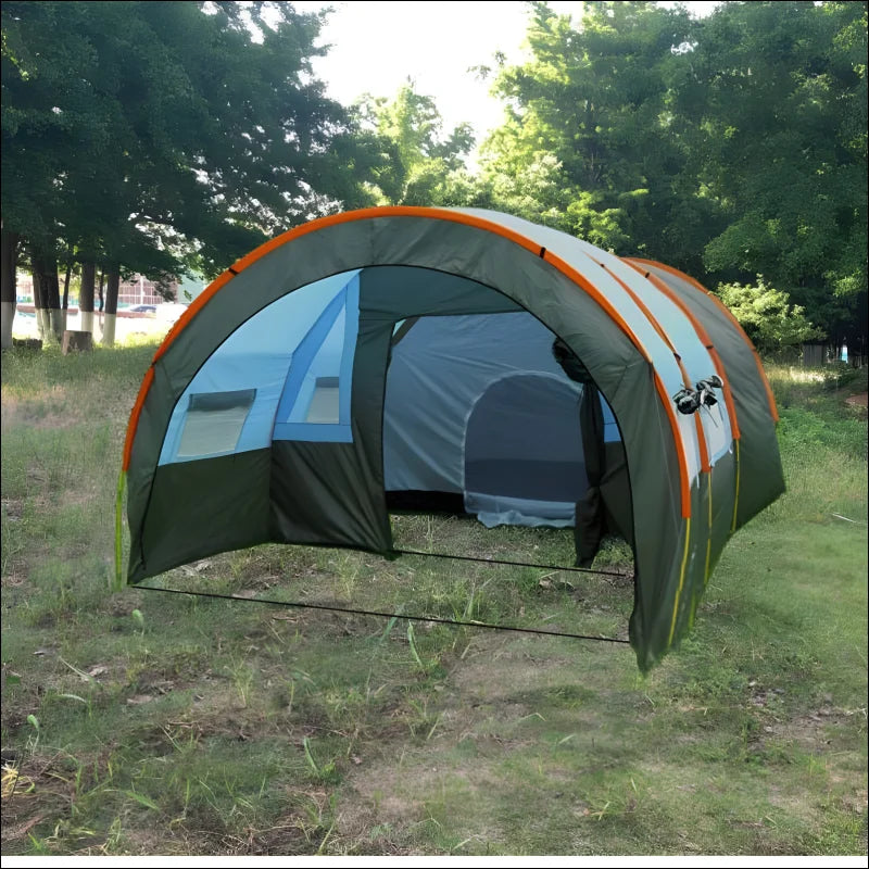 Familien-campingzelt mit doppellagigem tunnelzelt und zusätzlicher 12v 8kw heizung für 5-10 personen