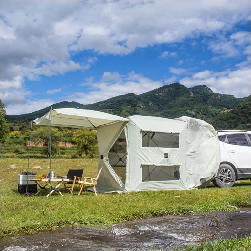Vielseitiges Zelt für 3–4 Personen | Auto-Heckzelt und Sonnenschutz