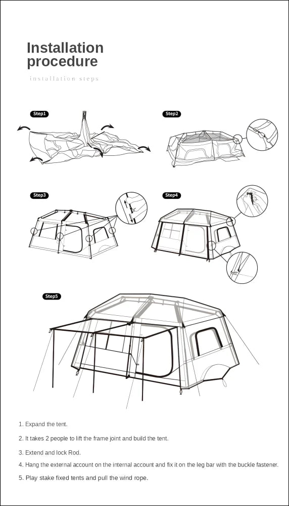 Diagramm des installationsverfahrens für das ultimative outdoor zelt: robust und wettersicher!