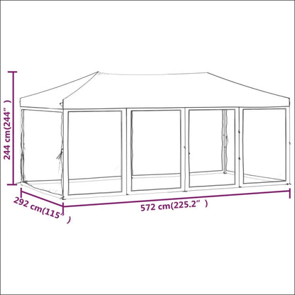 Faltbares Empfangszelt | 3x6m | Graubraune Wände | Perfekt für